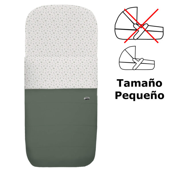 Saco para capazo pequeño en polipiel pespuntes verde con el interior en pelo estampado Luan