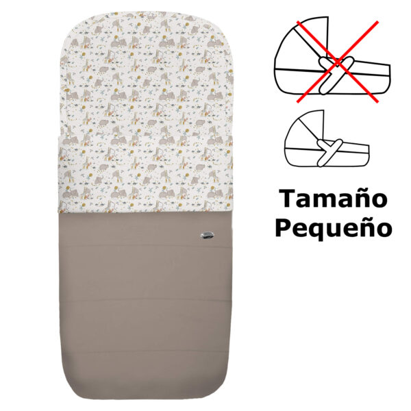 Saco para capazo pequeño en polipiel pespuntes visón con el interior en pelo estampado Erick