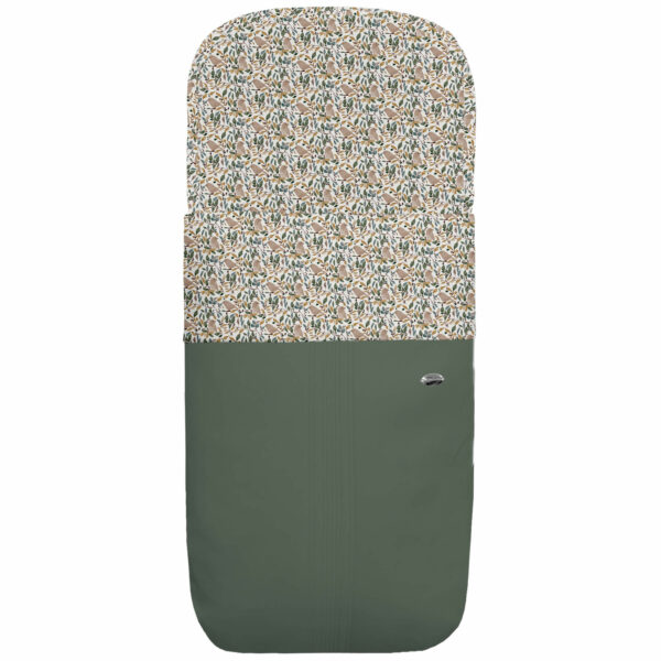 Saco para capazo en polipiel jaretas verde con el interior en pelo estampado Dylan