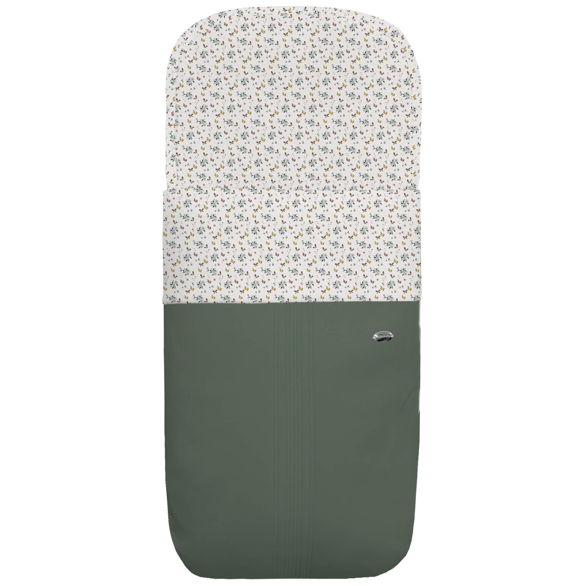 Saco para capazo en polipiel jaretas verde con el interior en pelo estampado Zoe