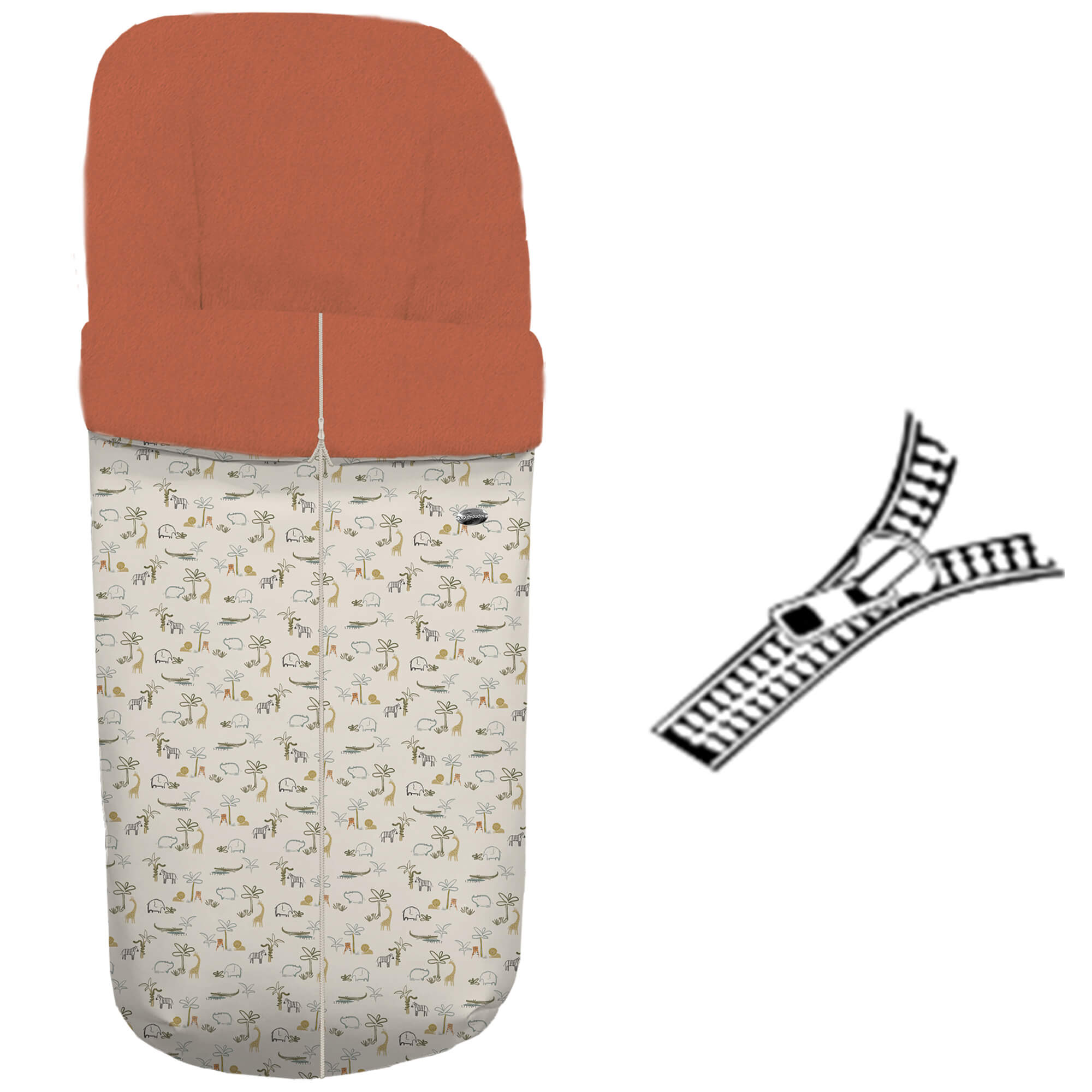 Saco para silla Henry modelo gemelar con cremallera central en tejido polipiel con el interior en pelo caldera