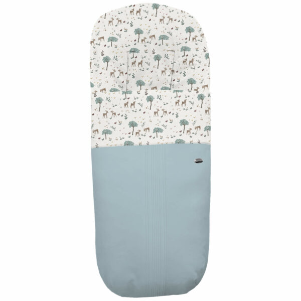 Saco para silla modelo gemelar en tejido polipiel jaretas azulado con el interior en pelo estampado Bambi