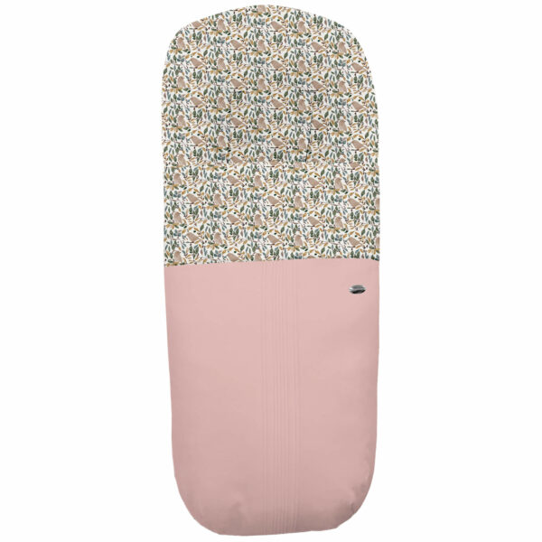 Saco para silla modelo gemelar en tejido polipiel jaretas rosado con el interior en villela estampada Dylan