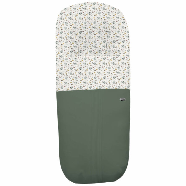Saco para silla modelo gemelar en tejido polipiel jaretas verde con el interior en pelo estampado Zoe