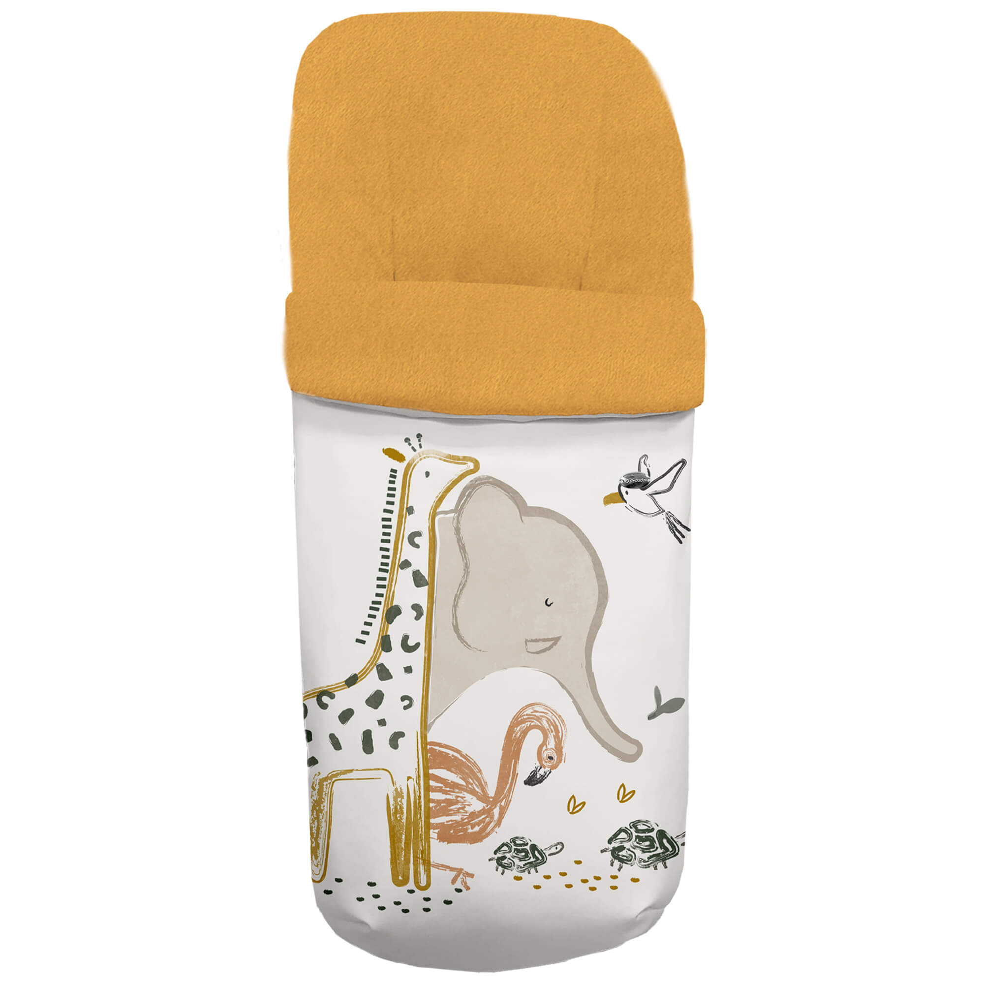 Saco para silla Izan modelo gemelar en tejido polipiel con el interior en pelo mostaza