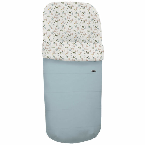 Saco para silla modelo gemelar en tejido polipiel pespuntes azulado con el interior en pelo estampado Altea