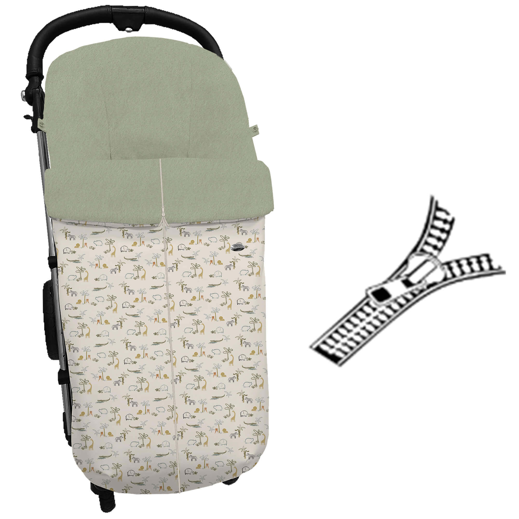 Saco para silla Henry modelo global con cremallera central en tejido polipiel con el interior en pelo verde