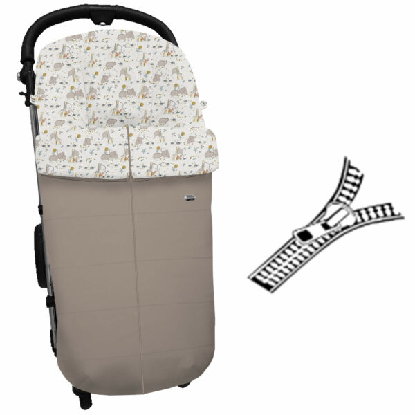 Saco para silla modelo global con cremallera central en tejido polipiel pespuntes visón con el interior en pelo estampado Erick