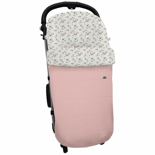 Saco para silla modelo global en tejido polipiel pespuntes rosado con el interior en pelo estampado Altea