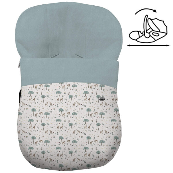 Saco Grupo Cero Modular en tejido estampado impermeable muy calentito Benny. Para el interior pelo liso color azuleto