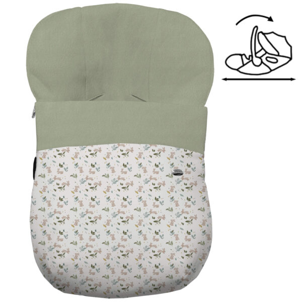 Saco Grupo Cero Modular en tejido estampado impermeable muy calentito Cristel. Para el interior pelo liso color verde