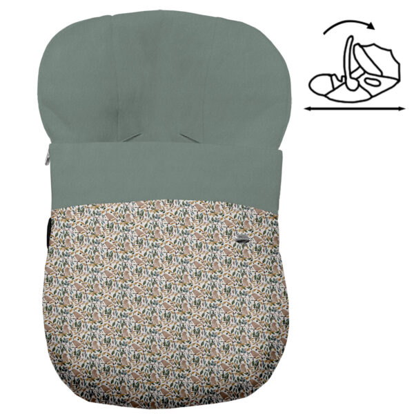 Saco Grupo Cero Modular en tejido estampado impermeable muy calentito Daren. Para el interior pelo liso color verde safia
