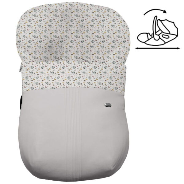 Saco Grupo Cero Modular en tejido polipiel muy suave con jaretas en color gris. Para el interior pelo estampado Zoe