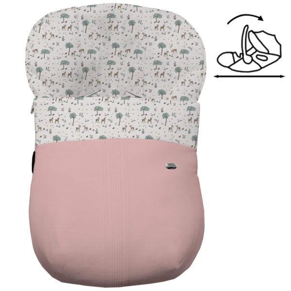 Saco Grupo Cero Modular en tejido polipiel muy suave con jaretas en color rosado. Para el interior pelo estampado Bambi