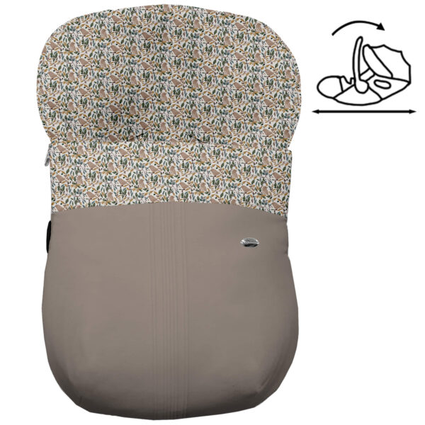 Saco Grupo Cero Modular en tejido polipiel muy suave con jaretas en color visón. Para el interior pelo estampado Dylan