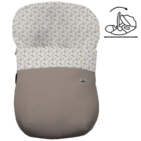 Saco Grupo Cero Modular en tejido polipiel muy suave con jaretas en color visón. Para el interior pelo estampado Zoe
