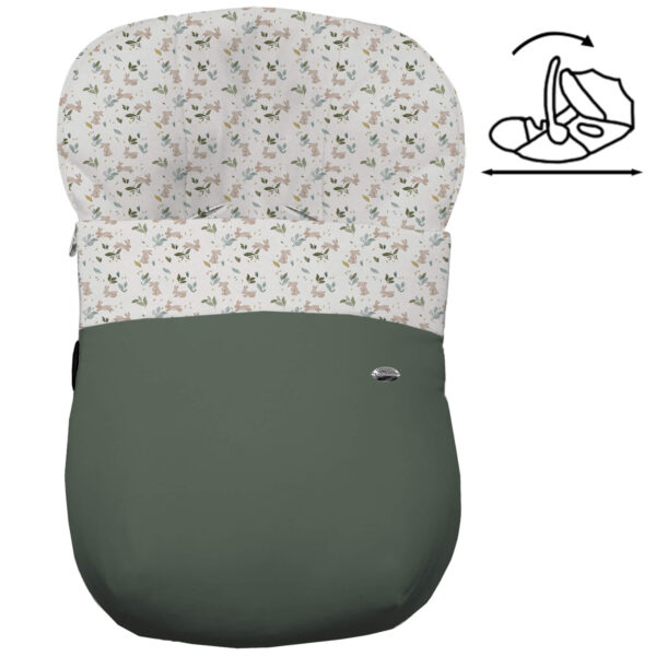 Saco Grupo Cero Modular en tejido polipiel muy suave con pespuntes en color verde. Para el interior pelo estampado Altea