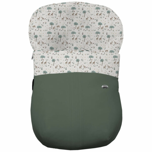 Saco Grupo Cero en tejido polipiel muy suave con jaretas en color verde. Para el interior pelo estampado Bambi