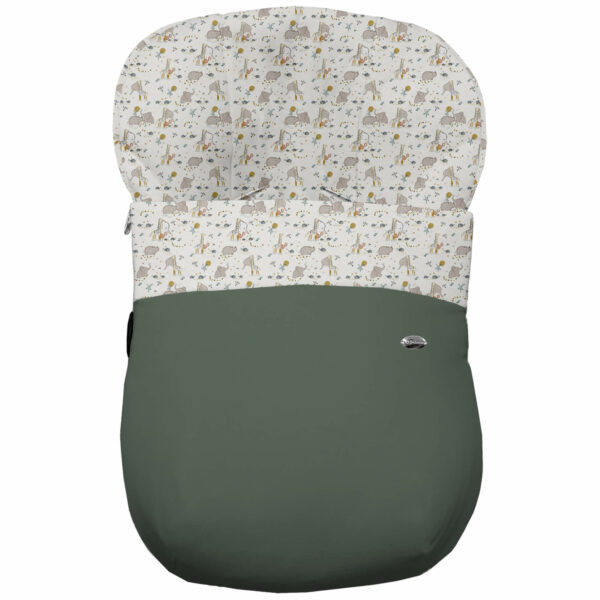 Saco Grupo Cero en tejido polipiel muy suave con pespuntes en color verde. Para el interior pelo estampado Erick