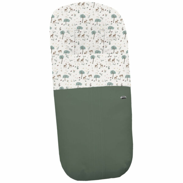Saco para silla modelo recto en tejido polipiel jaretas verde con el interior en pelo estampado Bambi