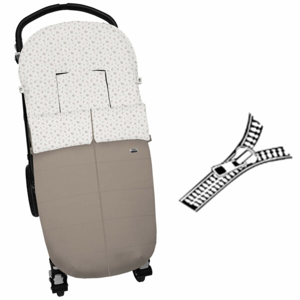 Saco para silla modelo universal con cremallera central en tejido polipiel pespuntes visón con el interior en pelo estampado Luan