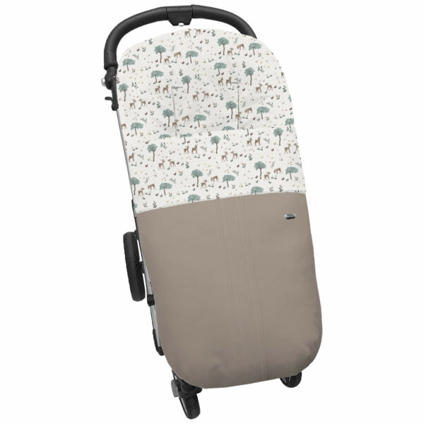 Saco para silla modelo universal en tejido polipiel jaretas visón con el interior en pelo estampado Bambi