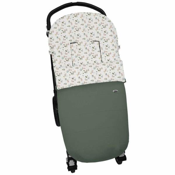 Saco para silla modelo universal en tejido polipiel pespuntes verde con el interior en pelo estampado Altea