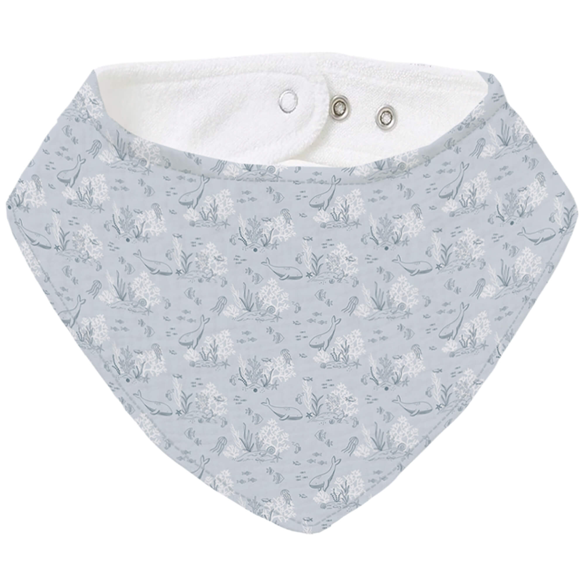 Bandana pequeña Arrecife azul Bandana pequeña en tejido rizo de algodón y villela estampada Arrecife azul