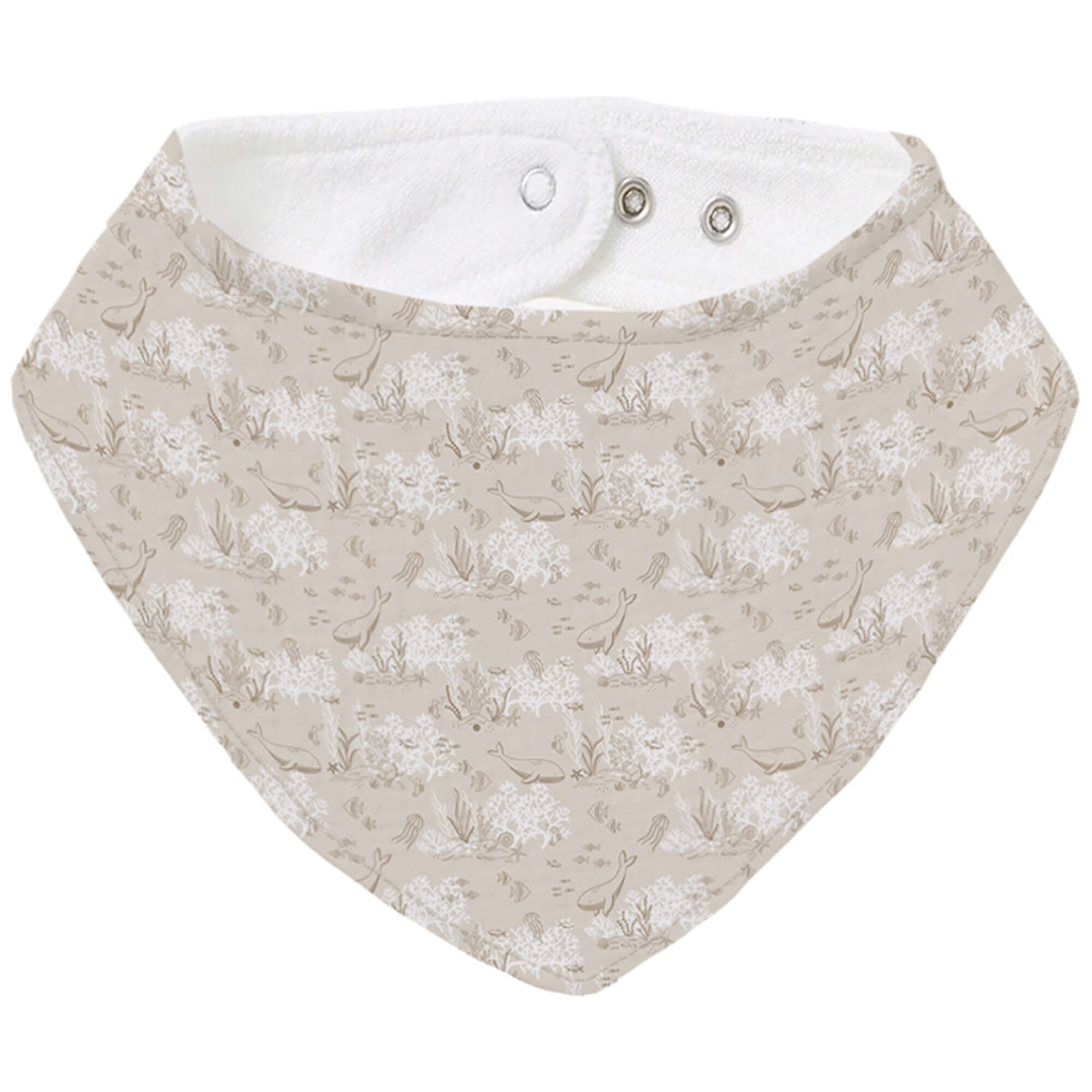 Bandana pequeña Arrecife tostado Bandana pequeña en tejido rizo de algodón y villela estampada Arrecife tostado