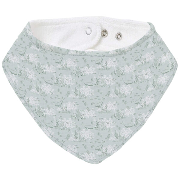 Bandana pequeña en tejido rizo de algodón y villela estampada Arrecife verde