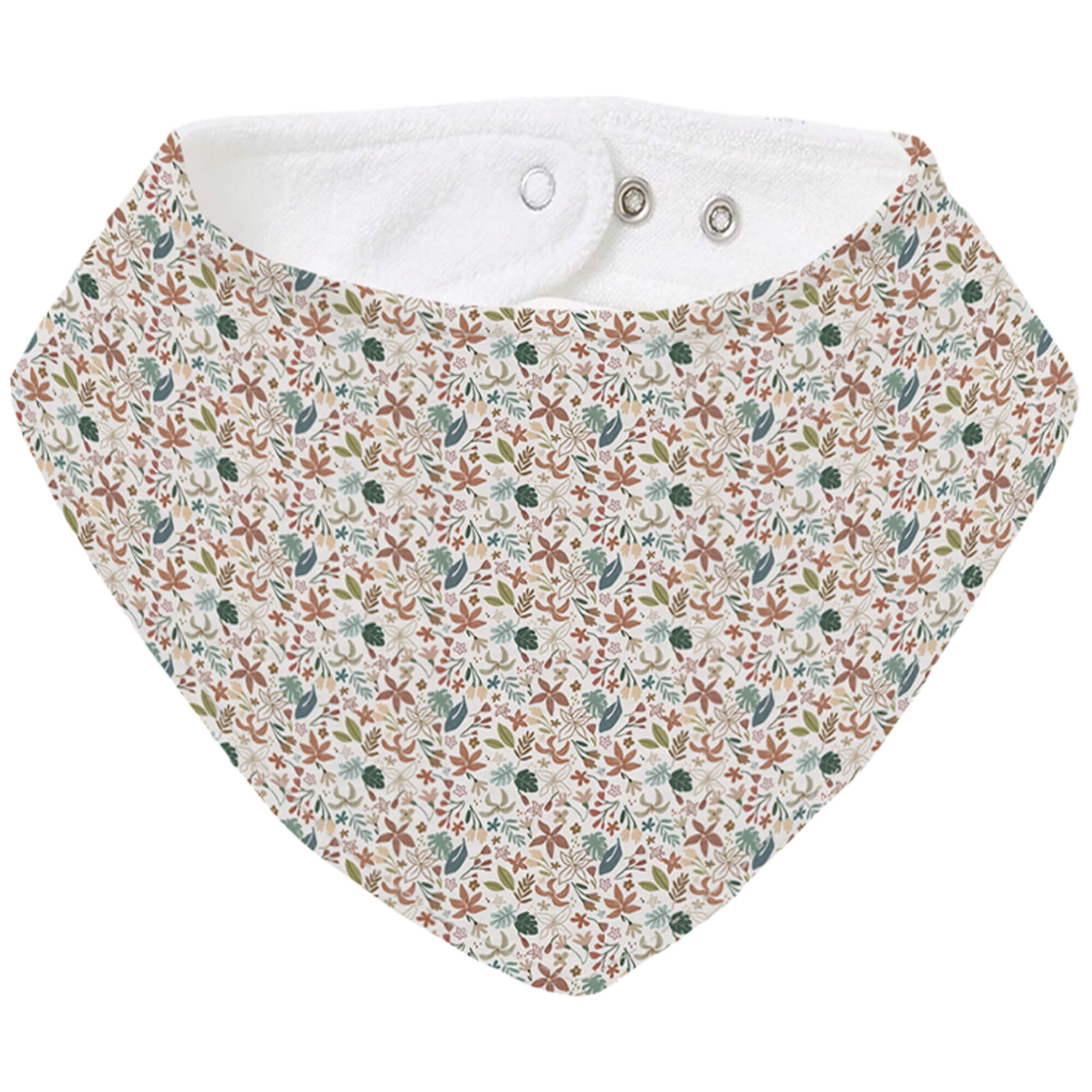 Bandana pequeña en tejido rizo de algodón y villela estampada Garden