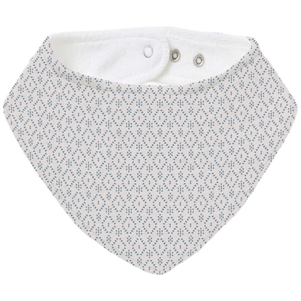 Bandana pequeña en tejido rizo de algodón y villela estampada Nepal azul claro