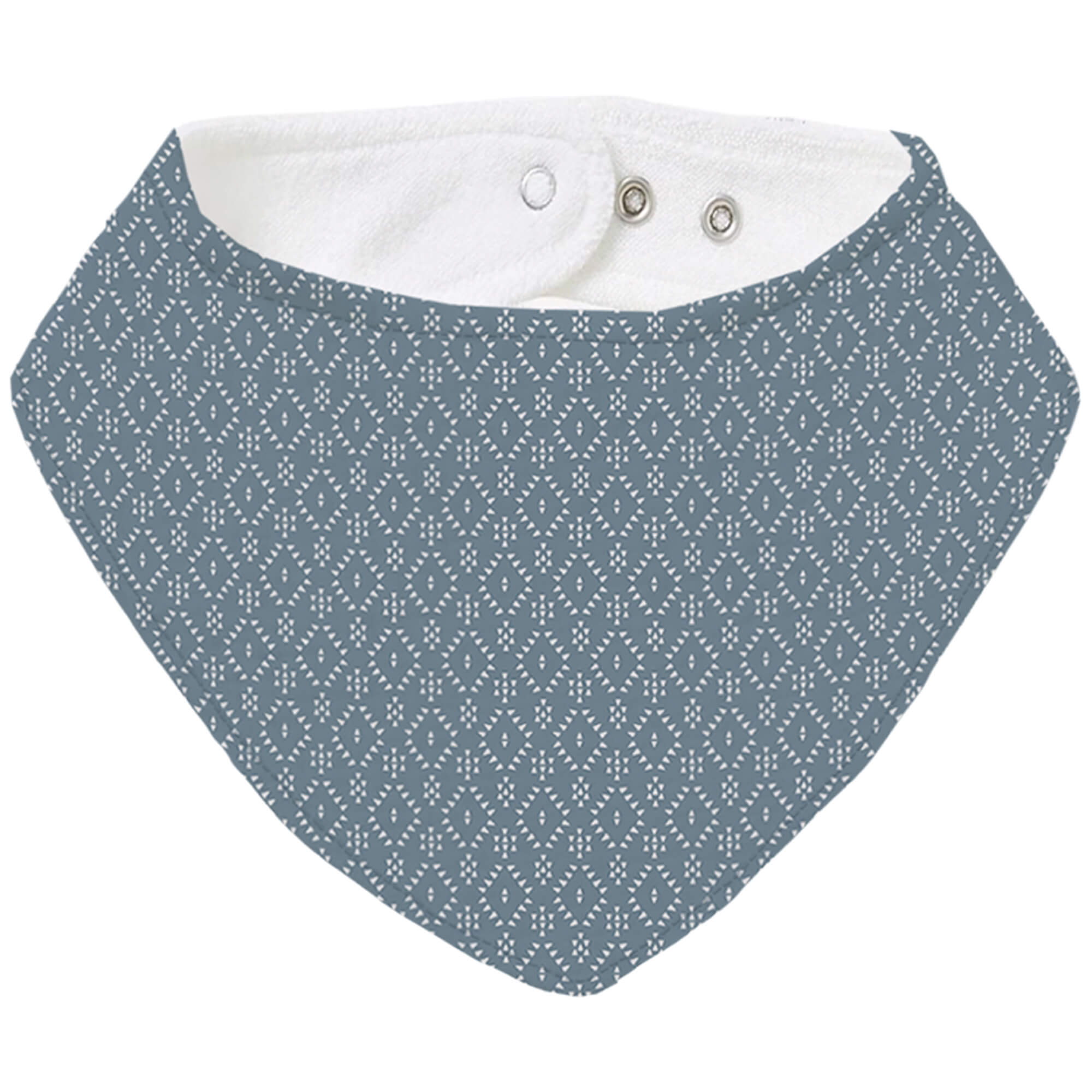 Bandana pequeña en tejido rizo de algodón y villela estampada Nepal azul oscuro