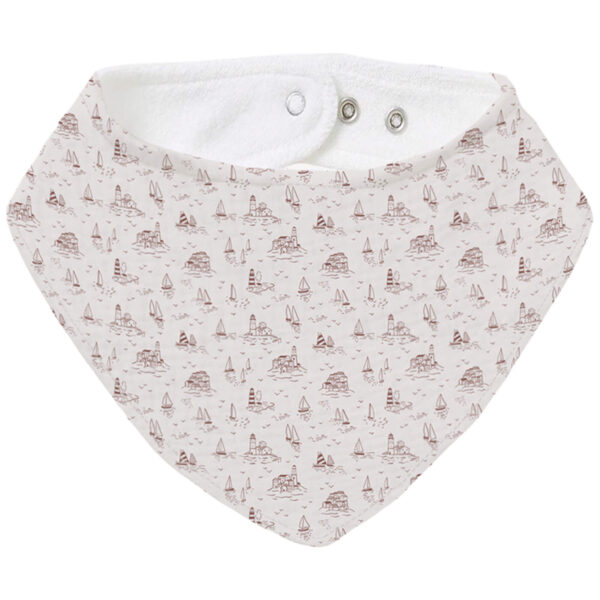 Bandana pequeña en tejido rizo de algodón y villela estampada Toile Marinero maquillaje