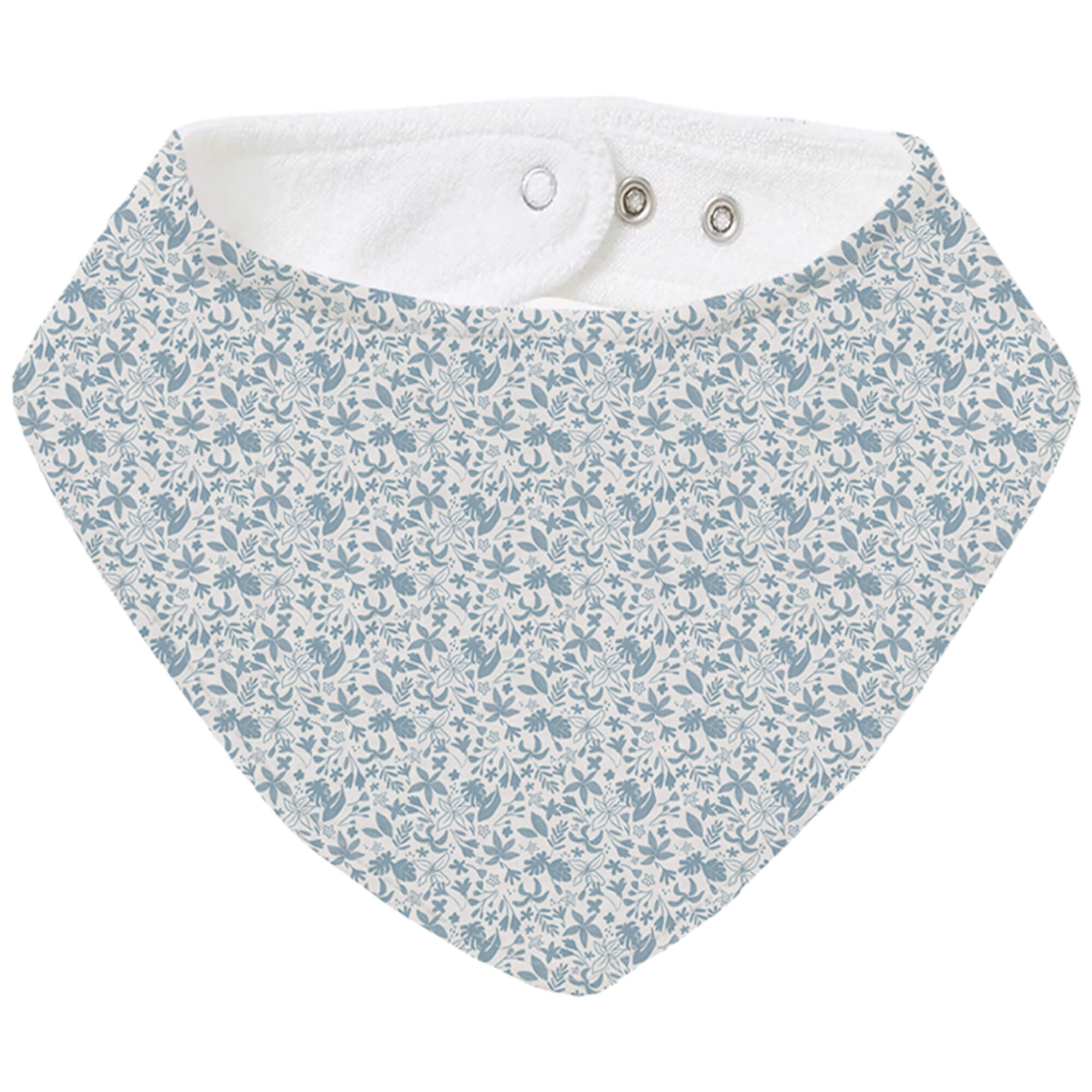 Bandana pequeña en tejido rizo de algodón y villela estampada Versalles azul