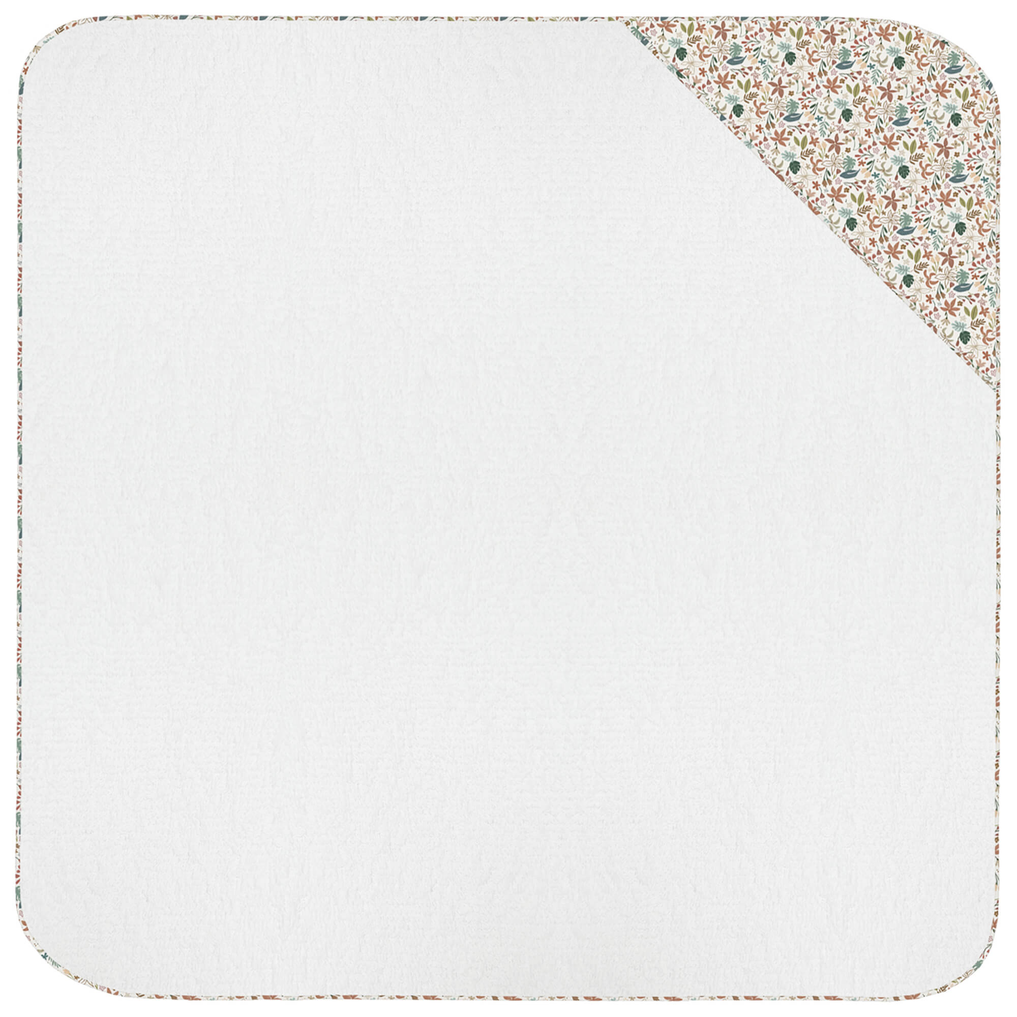 Capa de Baño pequeña en tejido rizo de algodón y villela estampada Garden
