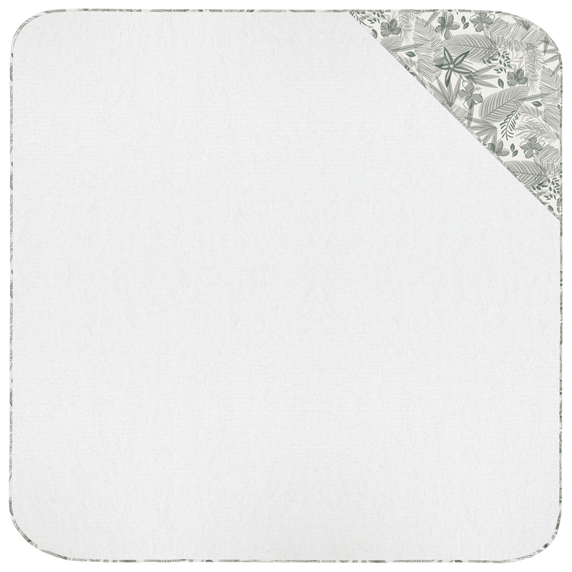 Capa de Baño pequeña en tejido rizo de algodón y villela estampada Piccolo verde