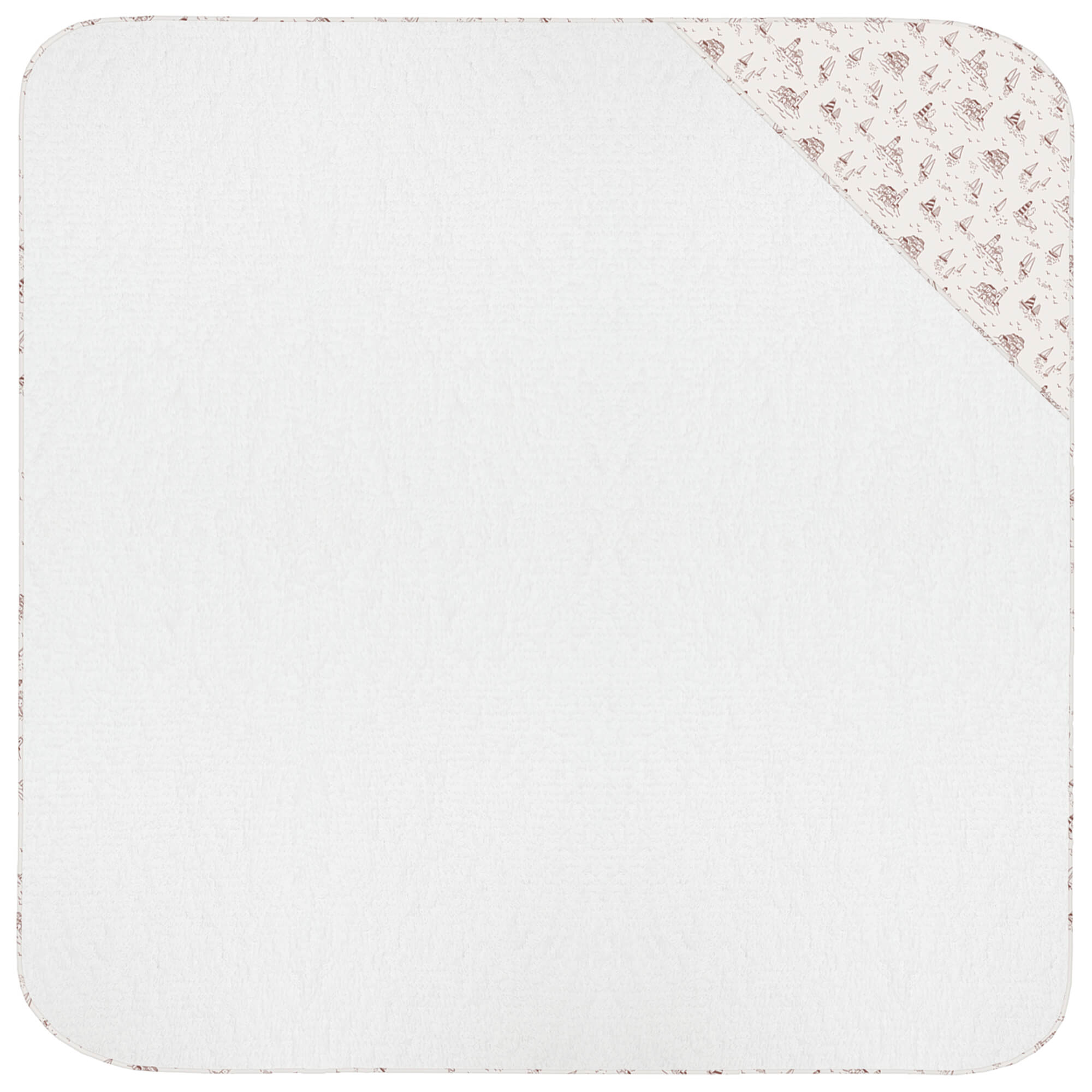 Capa de Baño pequeña en tejido rizo de algodón y villela estampada Toile Marinero maquillaje