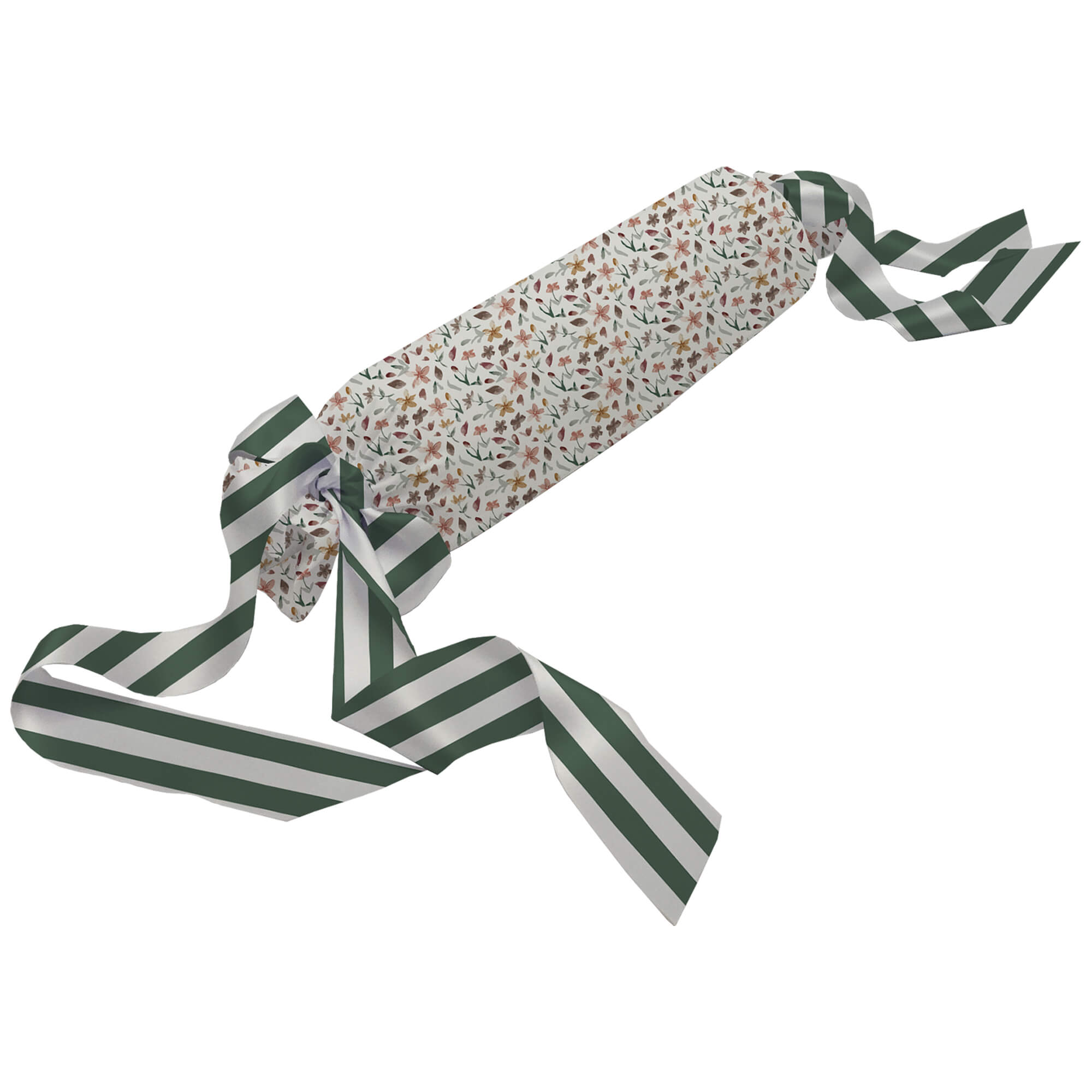 Cojín antivuelco en tejido villela estampada y lazos estampados en tejido de algodón roma liso y lazos estampados Brisa verde