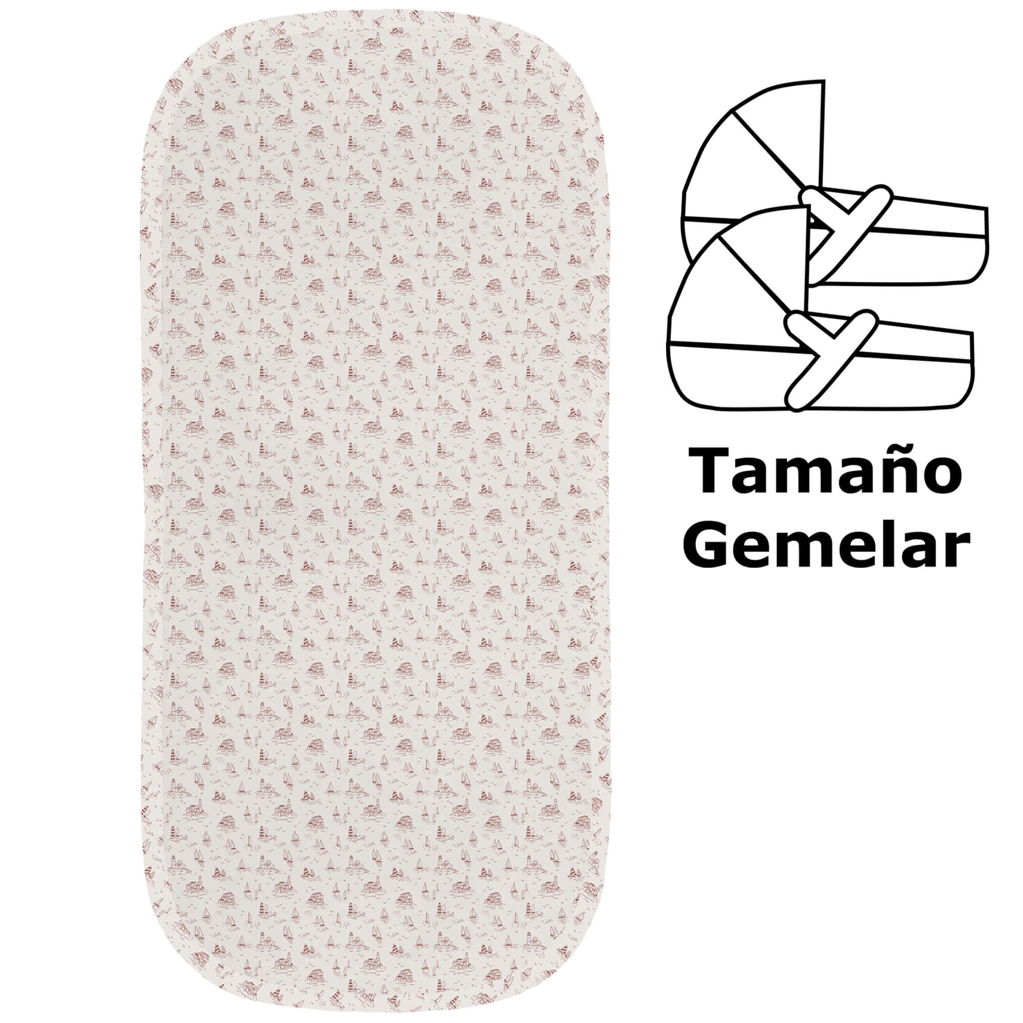 Colchoneta capazo en tejido villela estampada gemelar Toile - Marinero maquillaje