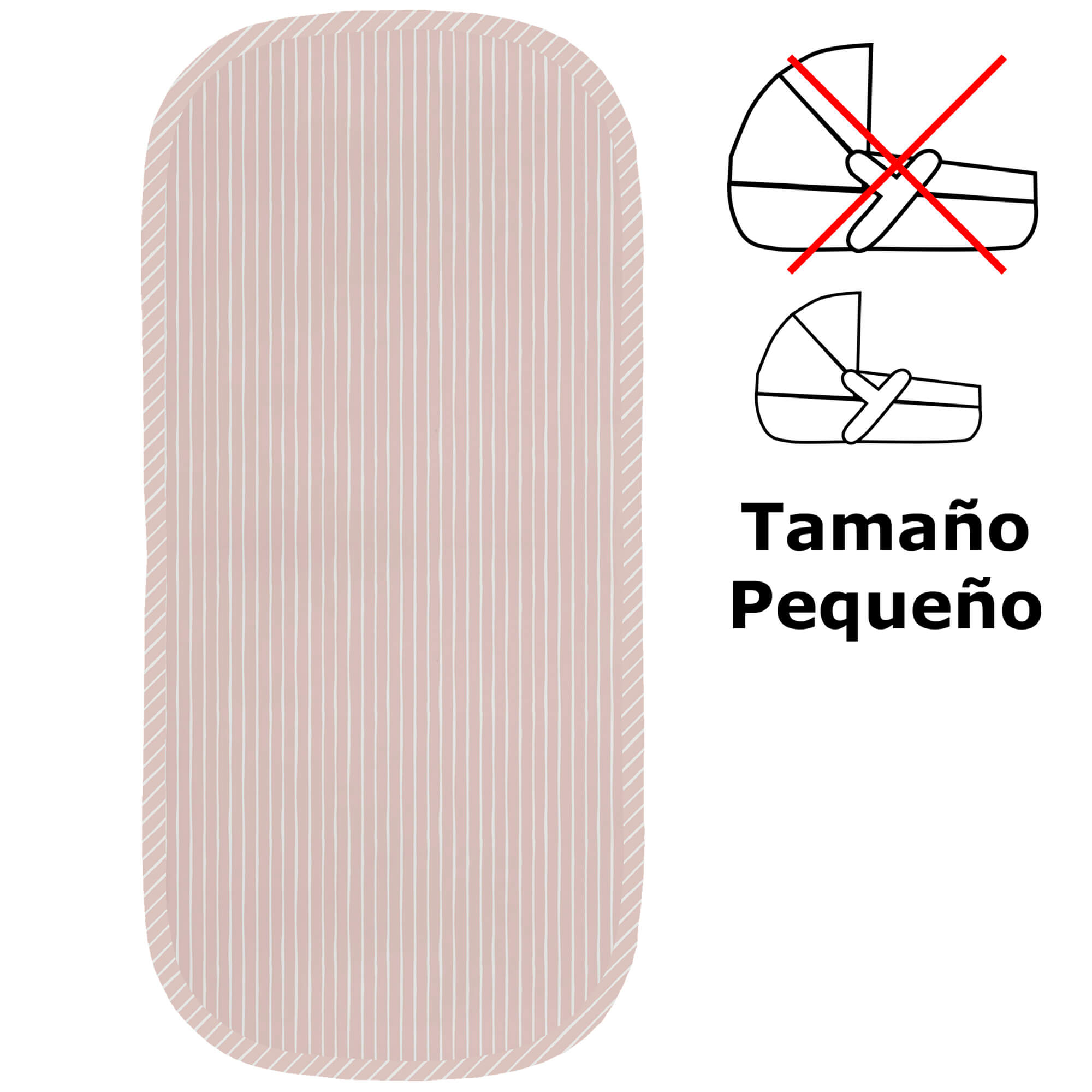 Colchoneta capazo pequeña Iris rayas maquillaje Colchoneta capazo en tejido villela estampada pequeña Iris rayas maquillaje