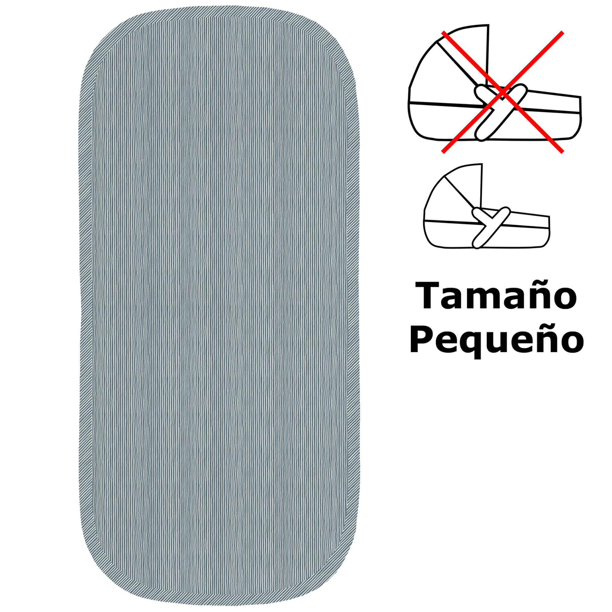 Colchoneta capazo en tejido villela estampada pequeña Milán rayas azul