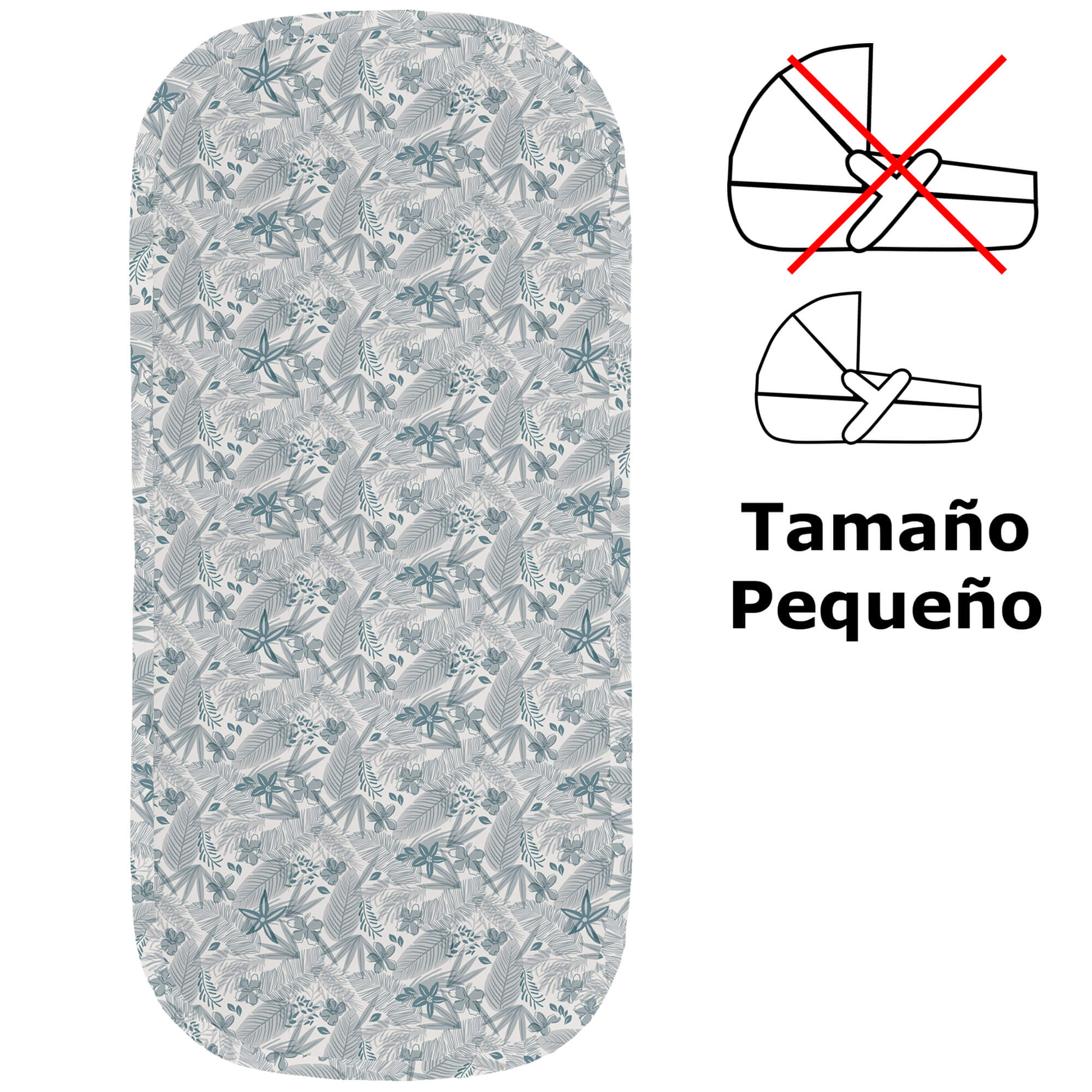 Colchoneta capazo pequeña Piccolo azul Colchoneta capazo en tejido villela estampada pequeña Piccolo azul