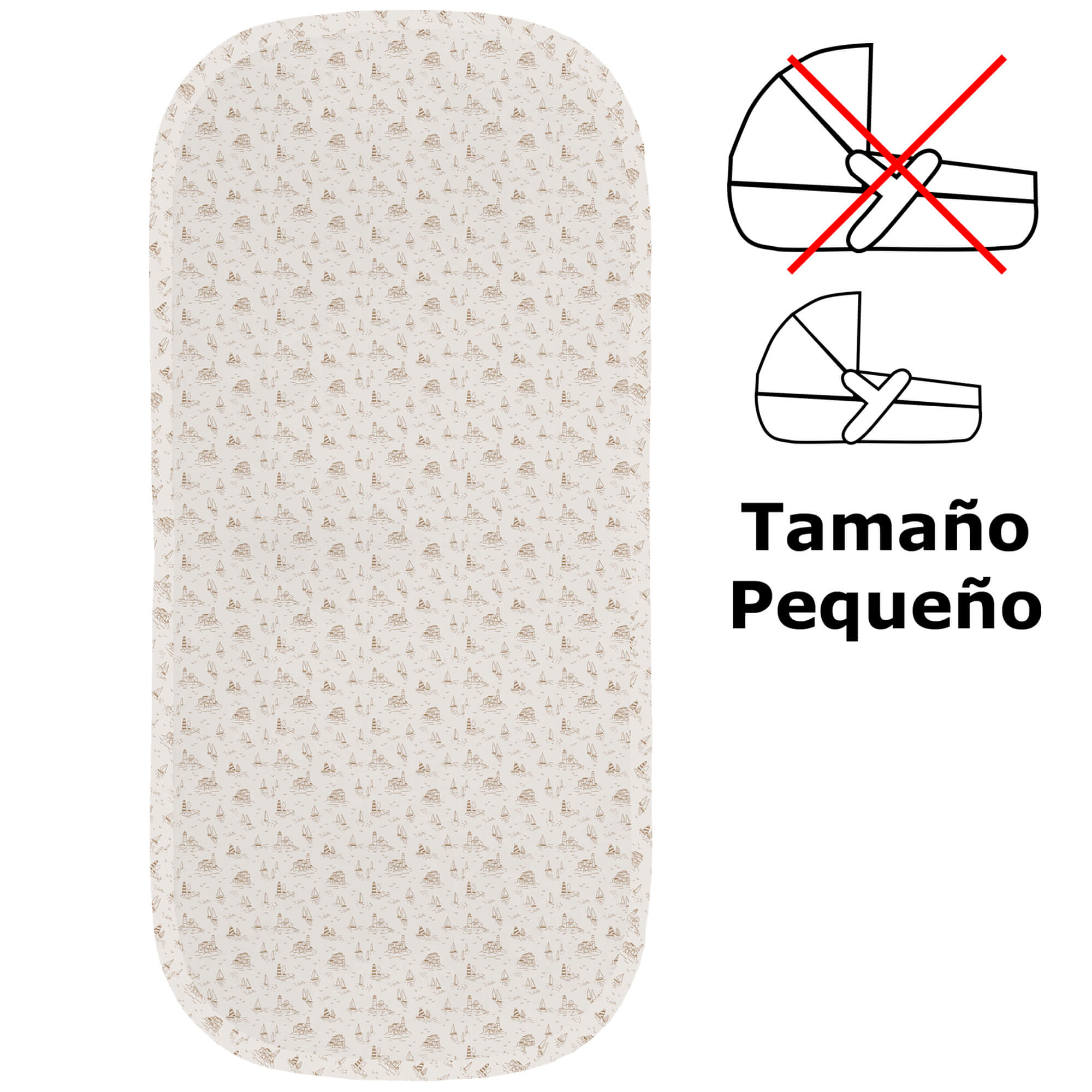 Colchoneta capazo en tejido villela estampada pequeña Toile - Marinero tostado