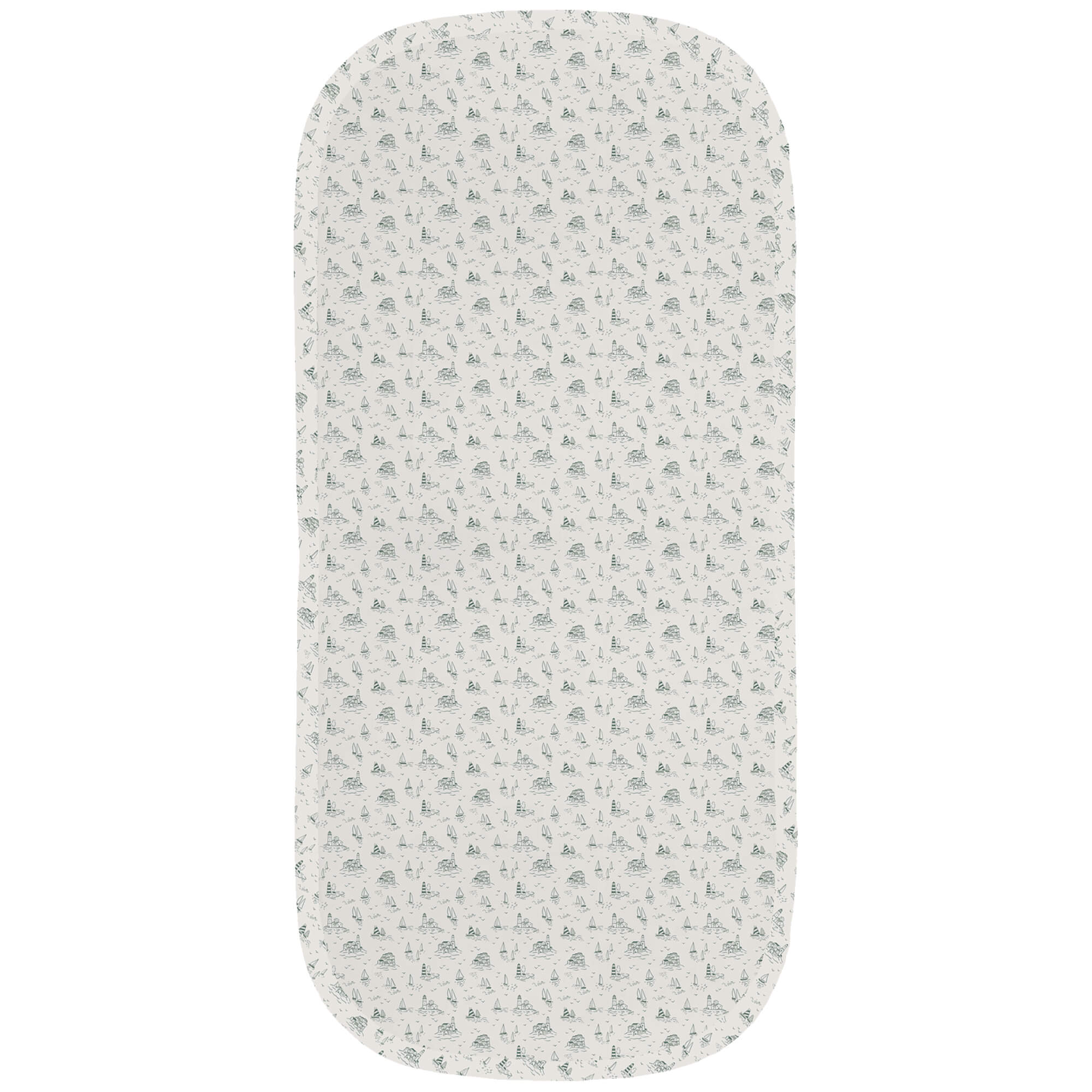 Colchoneta capazo en tejido villela estampada Toile - Marinero verde
