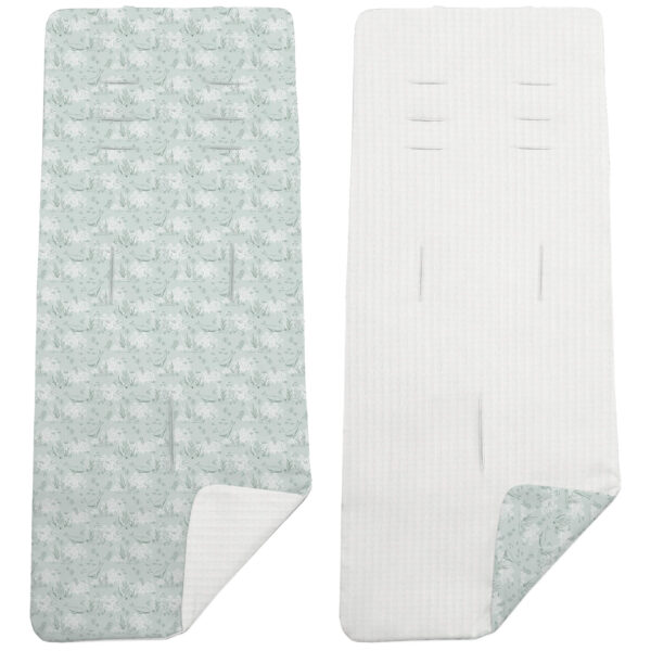 Colchoneta Reversible en tejido piqué y villela estampada Arrecife verde