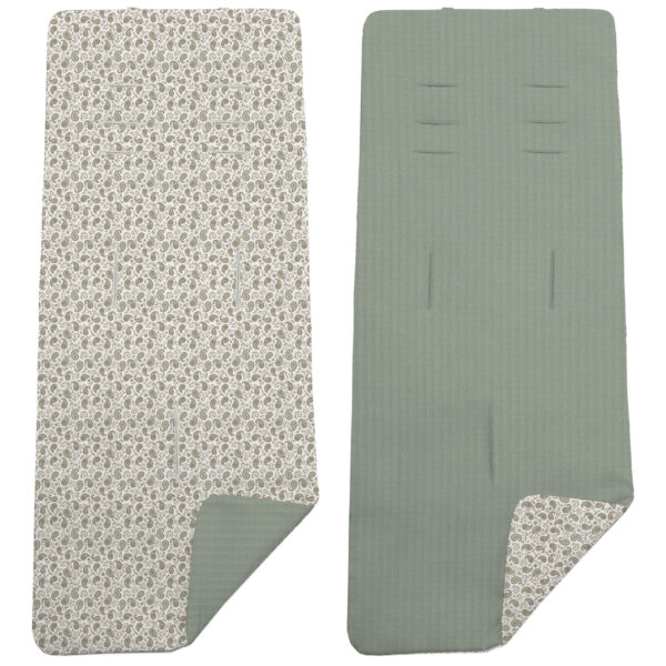 Colchoneta Reversible en tejido piqué y villela estampada Atenas verde
