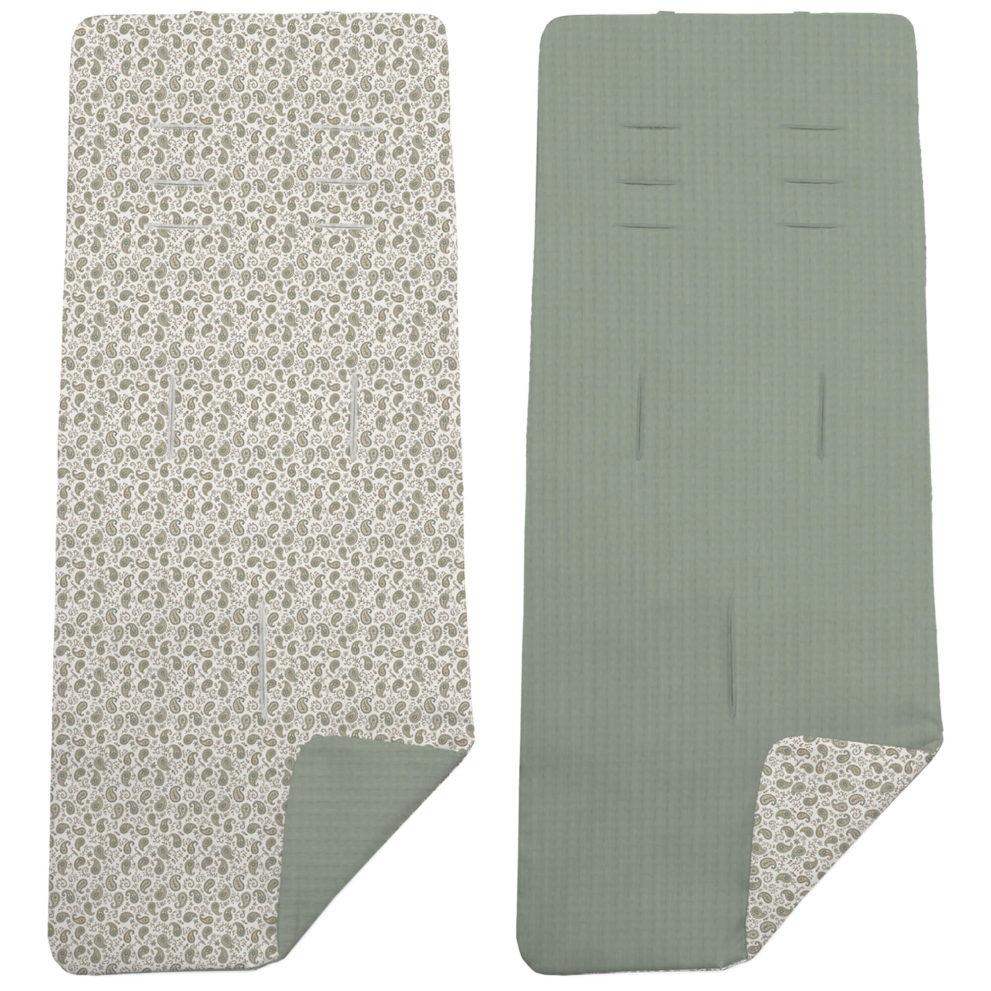 Colchoneta Reversible en tejido piqué y villela estampada Atenas verde