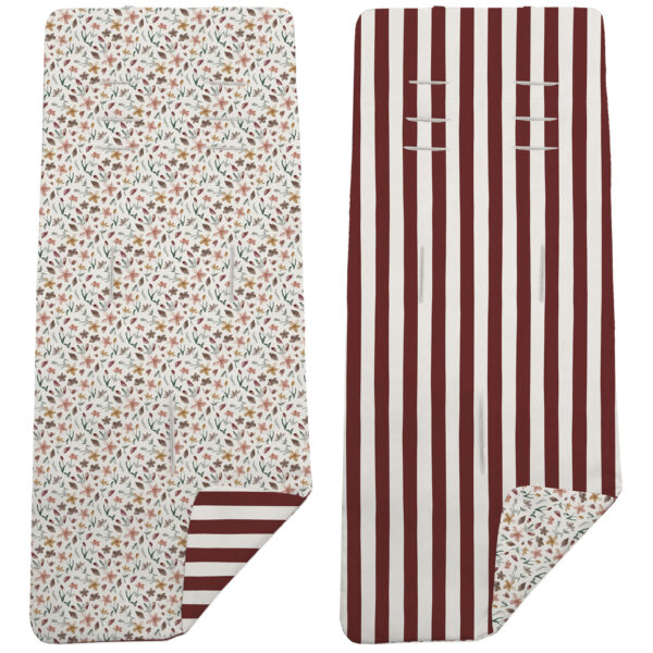 Colchoneta Reversible en tejido villela estampada Brisa granate