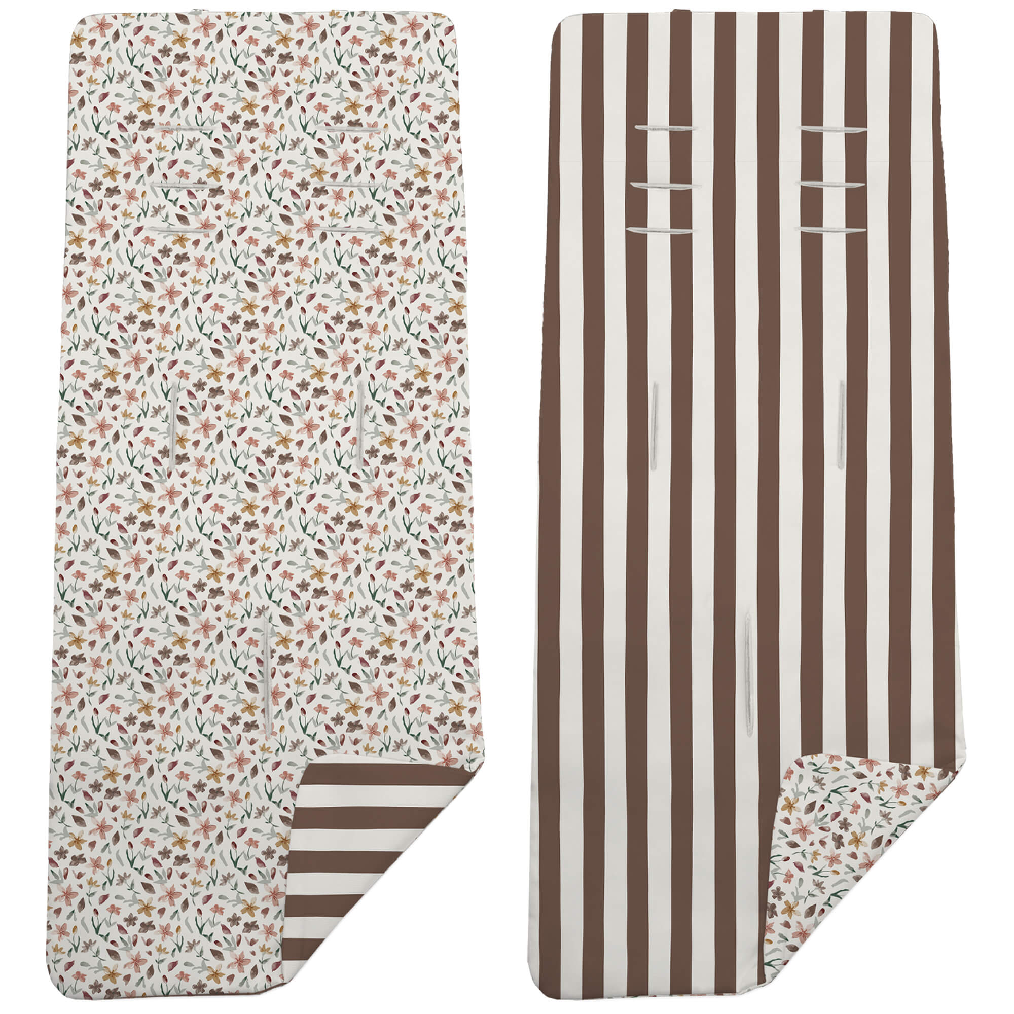 Colchoneta reversible Brisa marrón Colchoneta Reversible en tejido villela estampada Brisa marrón